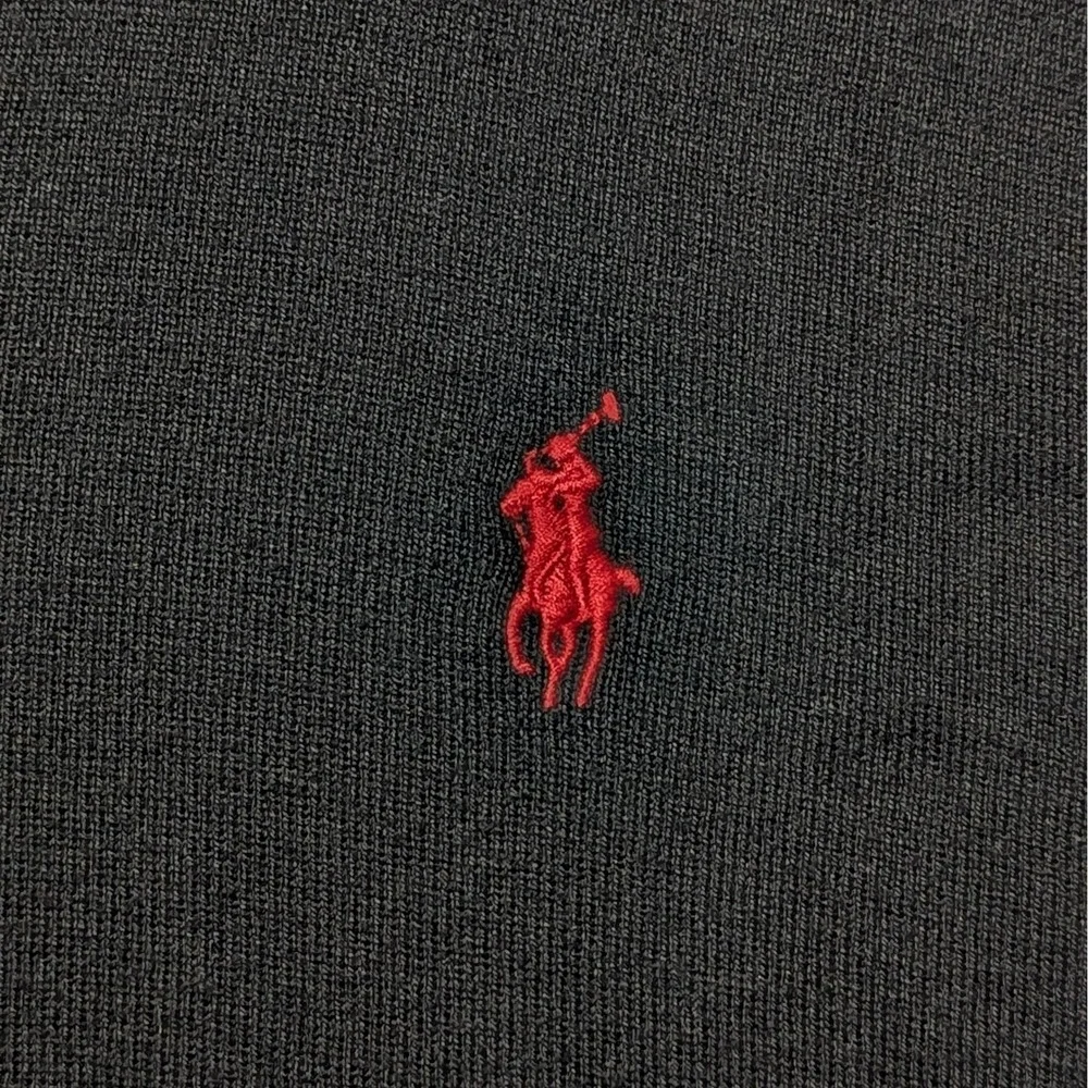 Polo Ralph Lauren Men XL Black Pima Cotton V-Neck Sweater Vest Red Pony Classic